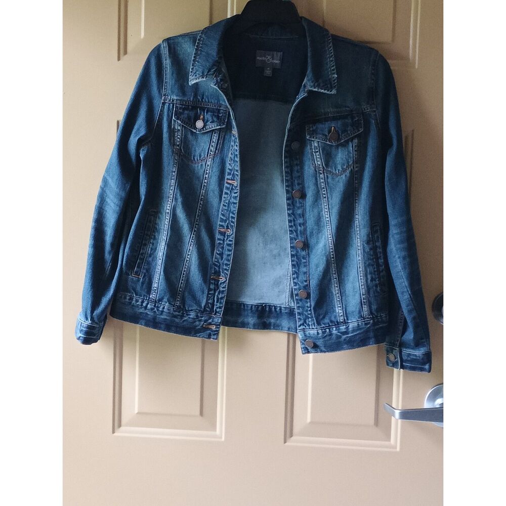 Market & Spruce Denim Jacket Pockets Waist Length Button Up Medium